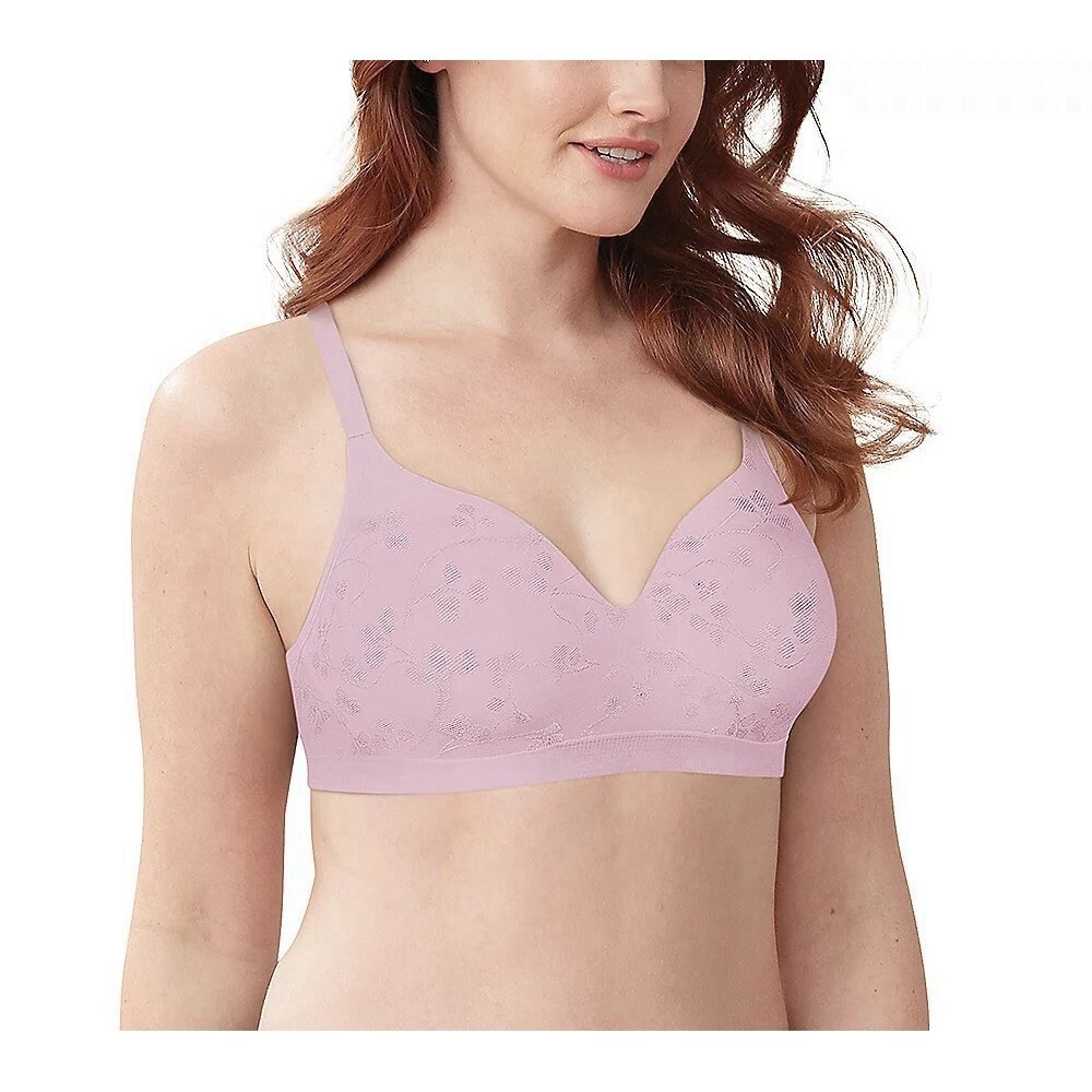 Bali L Large Cool Comfort Revolution Jacquard T-Shirt Bra Floral NEW DF3643 Pink